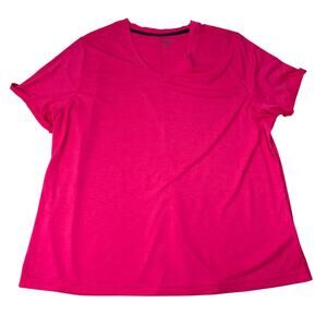 NWT Athletic Works 3X Hot Pink XXXL V Neck Short Sleeve Shirt Performance Tee